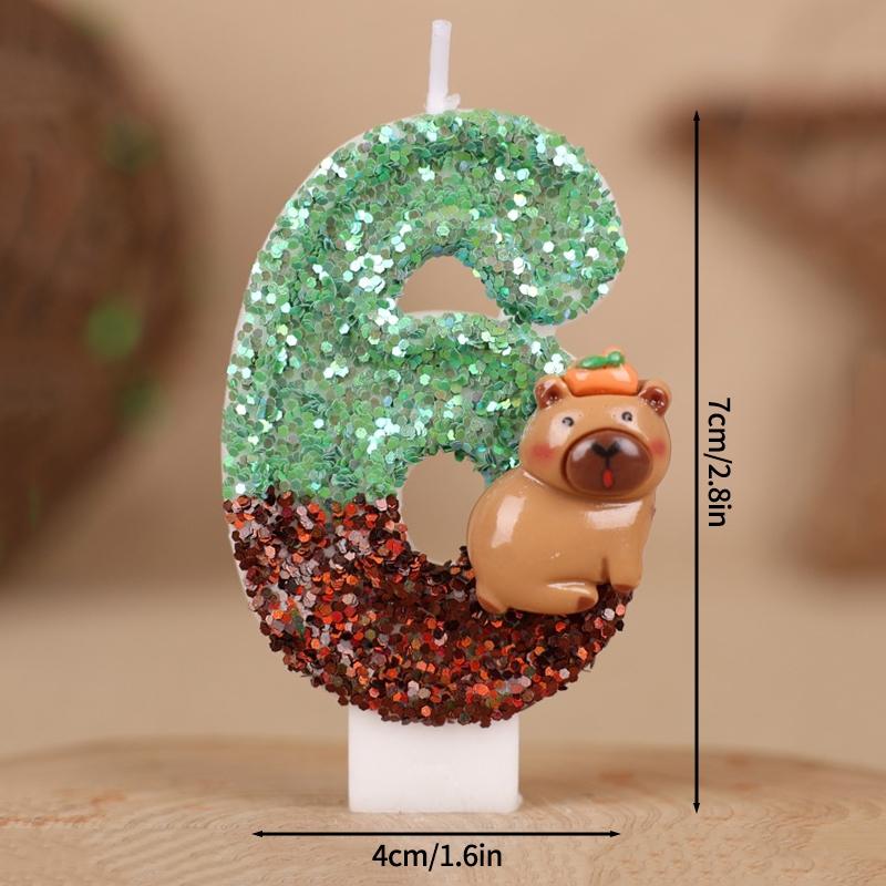 Kawaii Digital Candle Capybara Candle 0-9 Number Birthday Cake Topper Decoration Kapibala Cake Insert for Birthday Baby Shower