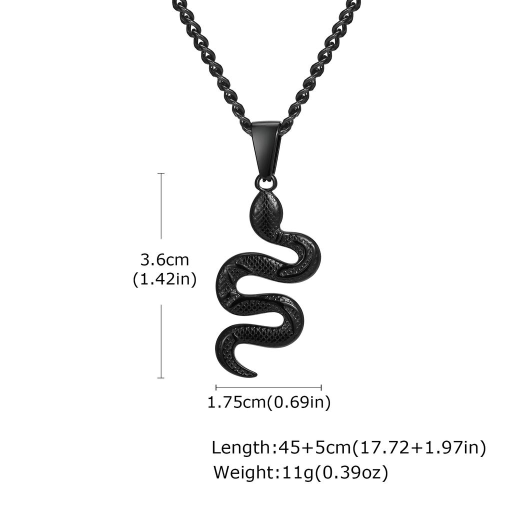 Colar Pingente de Cobra em Aço Inoxidável Personalizado para Mulheres, Pingente de Animal Cor Preto/Prata/Dourado, Joia Punk da Moda