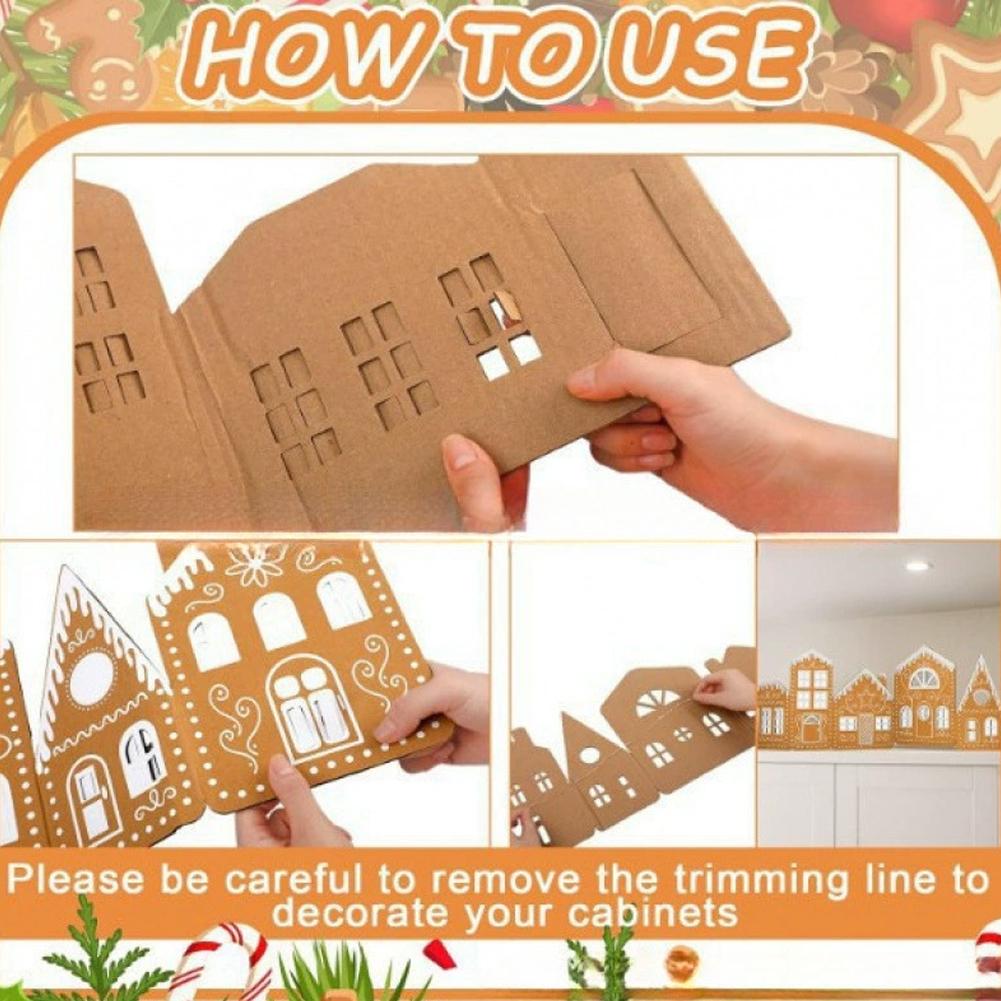 DIY Family Party Decoration Christmas Gingerbread House Cardboard Ornament Christmas Gingerbread House Luminous Decoration
