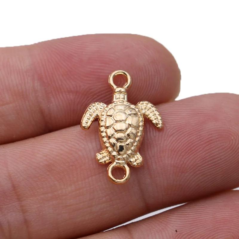 10Pcs Silver Plated Turtle Tortoise Charm Connectors For Jewelry Making Bracelet Findings Accessories Diy Craft