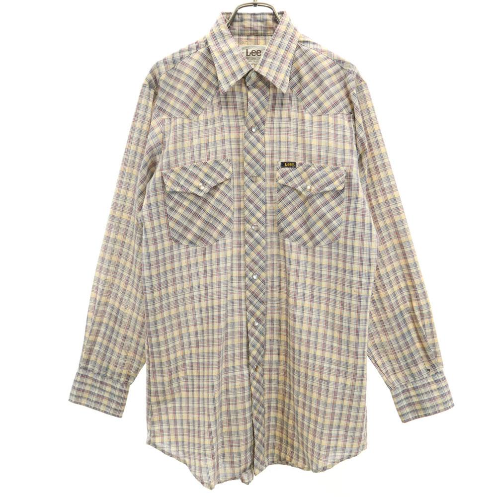 

Lee 80s Made in USA Vintage check Long sleeve Western shirt Beige Men s Used