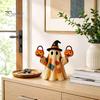 Mantel Entry Porch Decor Lighted Vintage Patchwork Ghost, Halloween for Home Display, Vintage-inspired Ghost Figurine with Jack O Lantern Soft