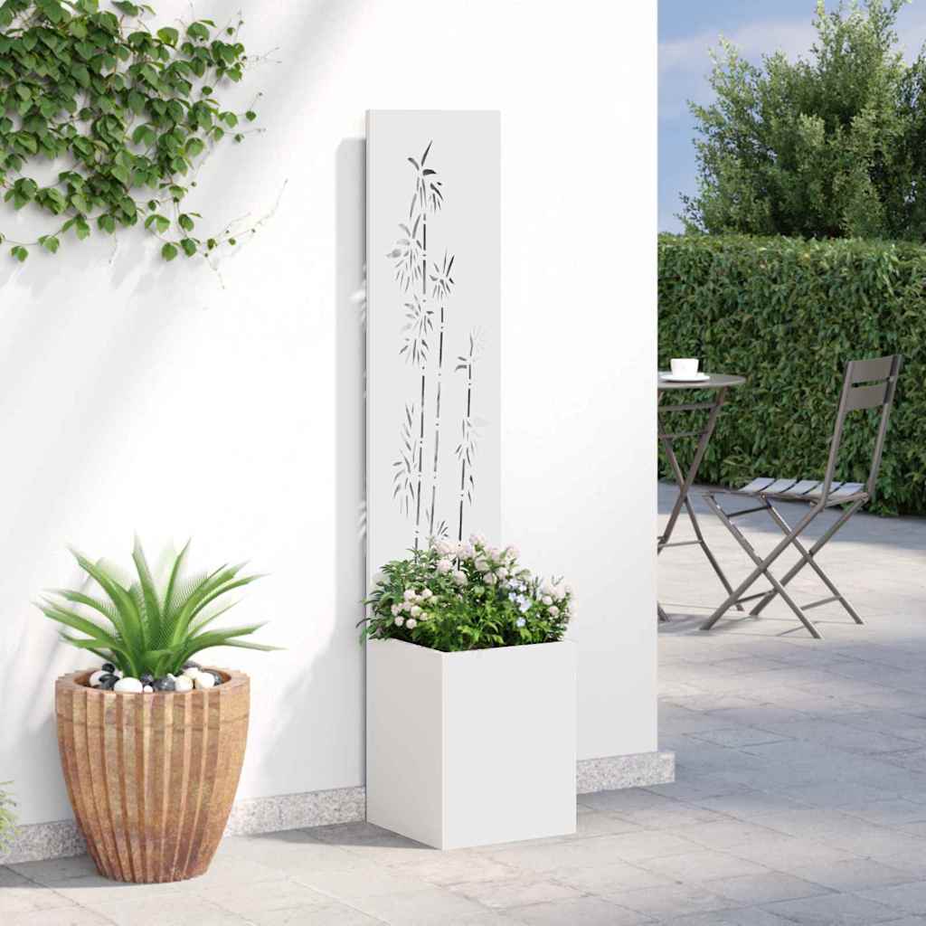 Garden Privacy Screen Canvas Floral White 32 X 150 Cm