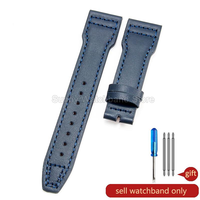 Coffee Black 20 21 22mm for IWC Portofino Le Petit Prince Portugieser Cowhide Watch Band Special Interface Needle Buckle Durable