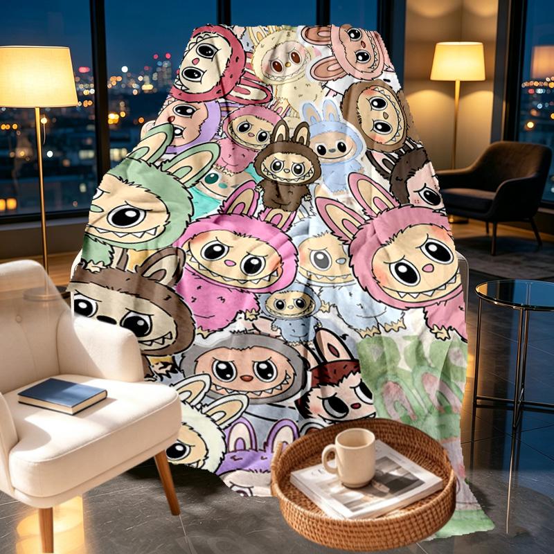 Labubu Print Decke - Weich & Bequem, für Schlafzimmer, Reisen, Sofa, Heimdekoration - Geburtstags-Weihnachtsgeschenk für Freund