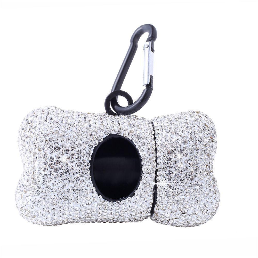 Diamond-Studded Portable Dog Poop Bag Dispenser & Scooper