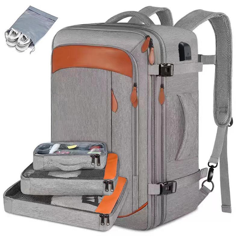 Men's Gray Waterproof Multifunctional Crossbody Backpack with Large Capacity for Business and Travel