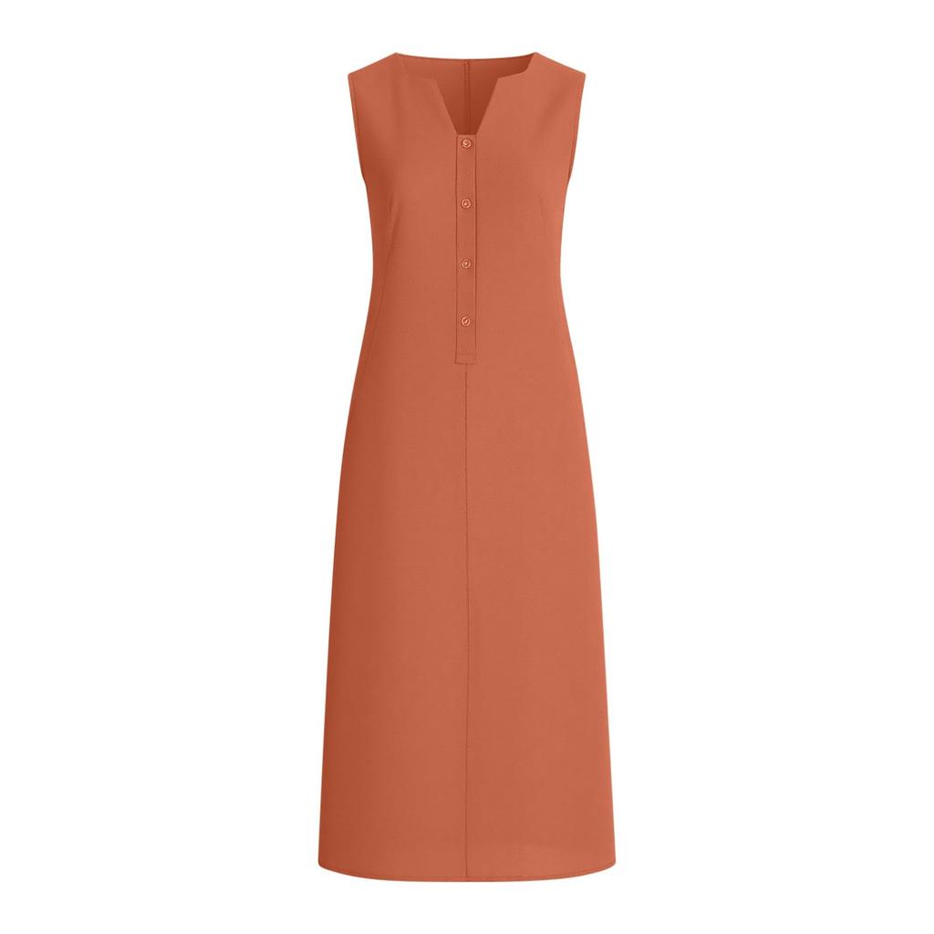 Women's Sleeveless Cotton And Linen Dress