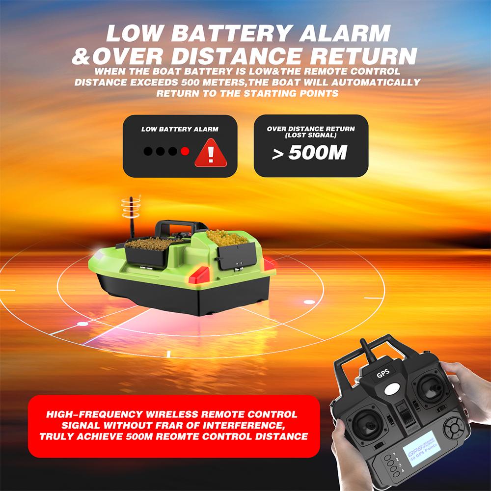 GPS Köderboot Lokeevan V020 12000mAh Akku Doppelmotor 3 Behälter 2KG Traglast 500M Fernbedienung