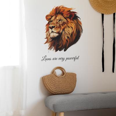 English Slogan Overbearing Lion Head Bedroom Living Room Home Beautification Decoration Wall Sticker