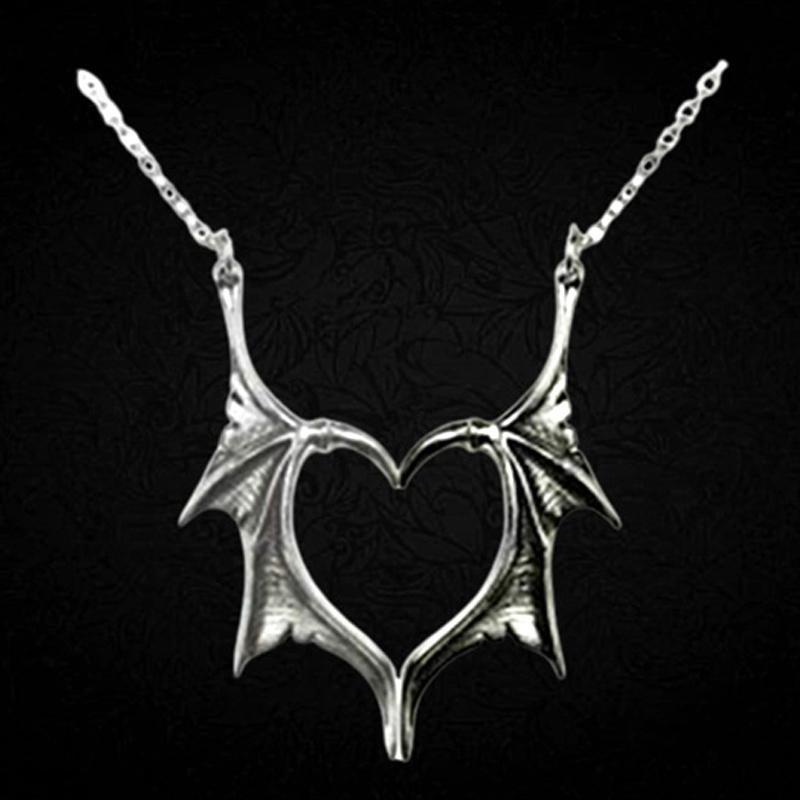 Punk Bat Wings Love Couple Pendant Necklace Devil Splice Necklace Adjustable Party Decoration Fashion Adult Jewelry