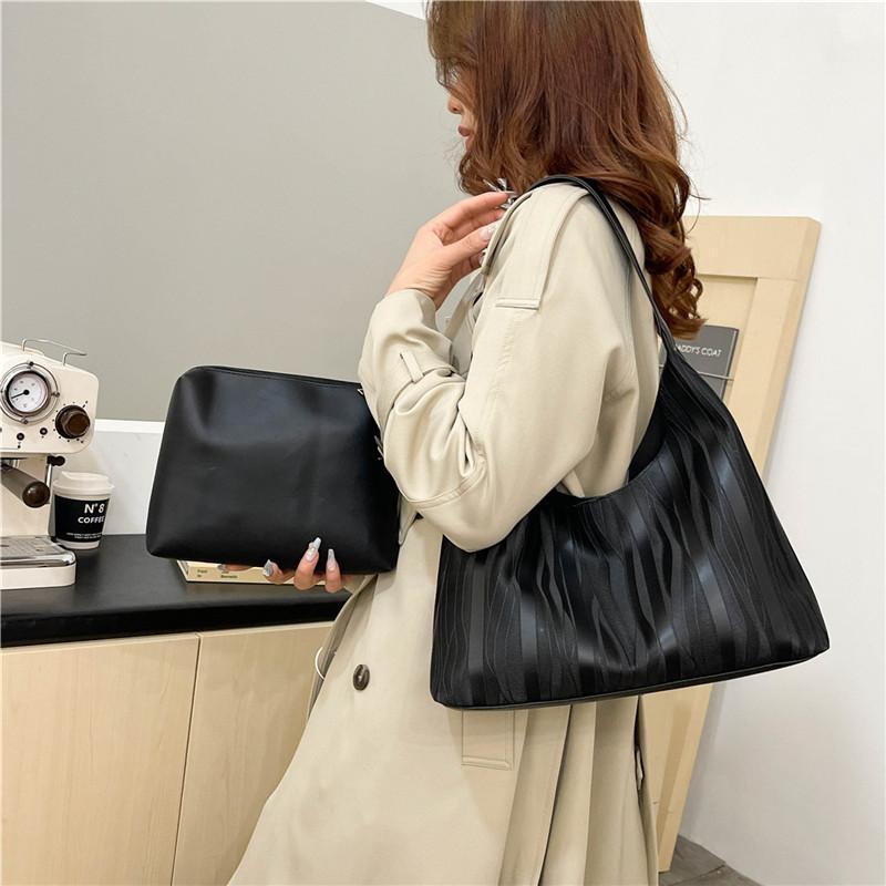 Elegant Fashionable Minimalist Tote Bag For Women Versatile Shoulder Handbag In Black White Khaki And Brown