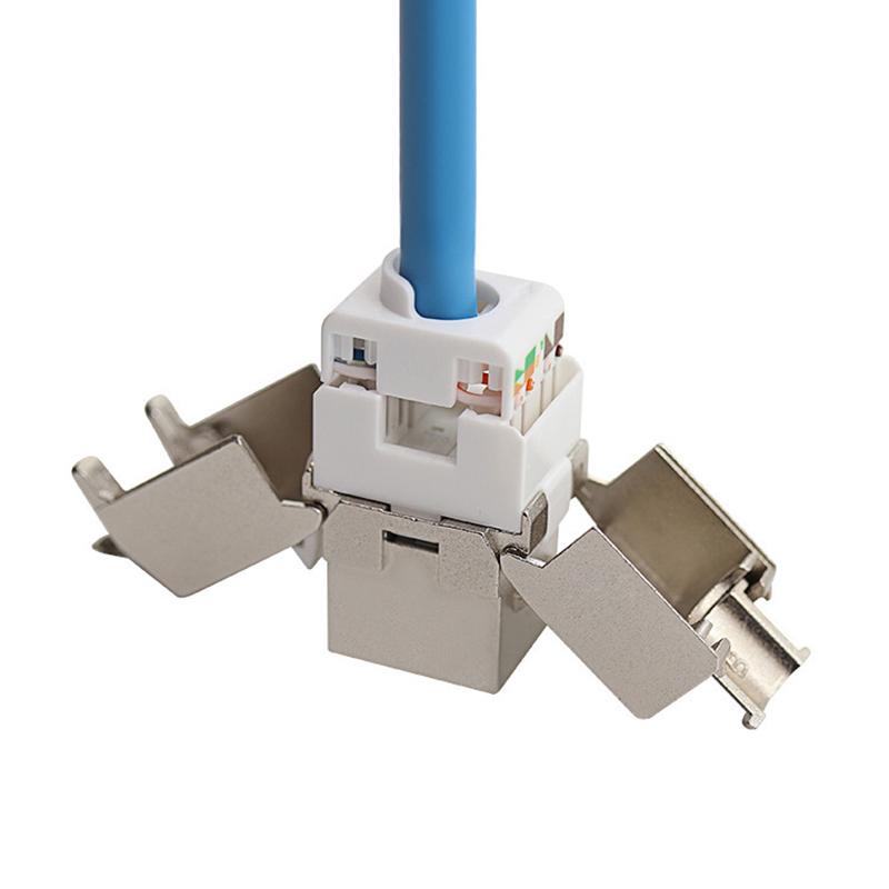 Jack Keystone Cat6A Cat7 Tipo Sin Herramientas Rj45 Stp Cat7 Módulo de Aleación de Zinc Adaptador Acoplador Para 22 A 26 Awg