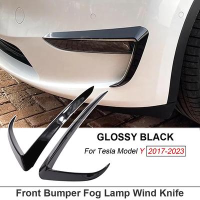 Für Tesla Model 3 Model Y 2017-2023 Auto 1 Paar Nebelscheinwerfer-Zierblende Nebelscheinwerfer-Augenbraue Frontstoßstange Nebelscheinwerfer Windmesser Spoiler