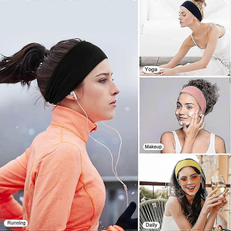 8 Pack Headbands Compatible Women Stretchy Hair Head Bands No Slip Fashion Women's Turban Head Wraps Elastic Hair Accessories Compatible Girls Yoga Wo