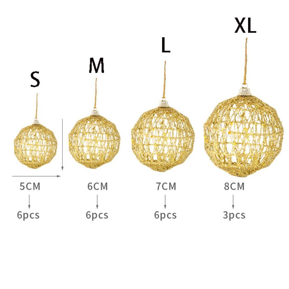 3/6pcs Delicate Christmas Iron Wire Ball Gold Christmas Tree Decoration Pendant Hollow Ball  Office