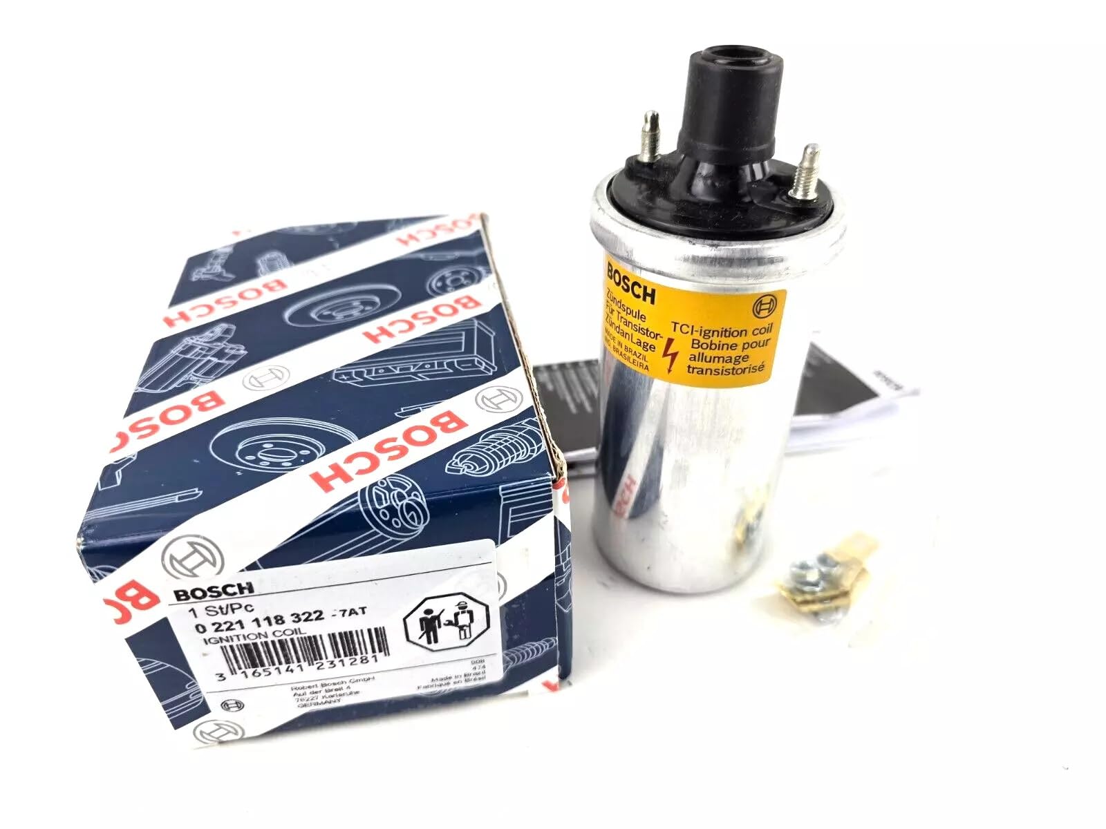 

BOSCH Genuine Porsche OEM Ignition Coil 0221118322 for 911, 964, 968, 944, and 928 [Parallel Import]