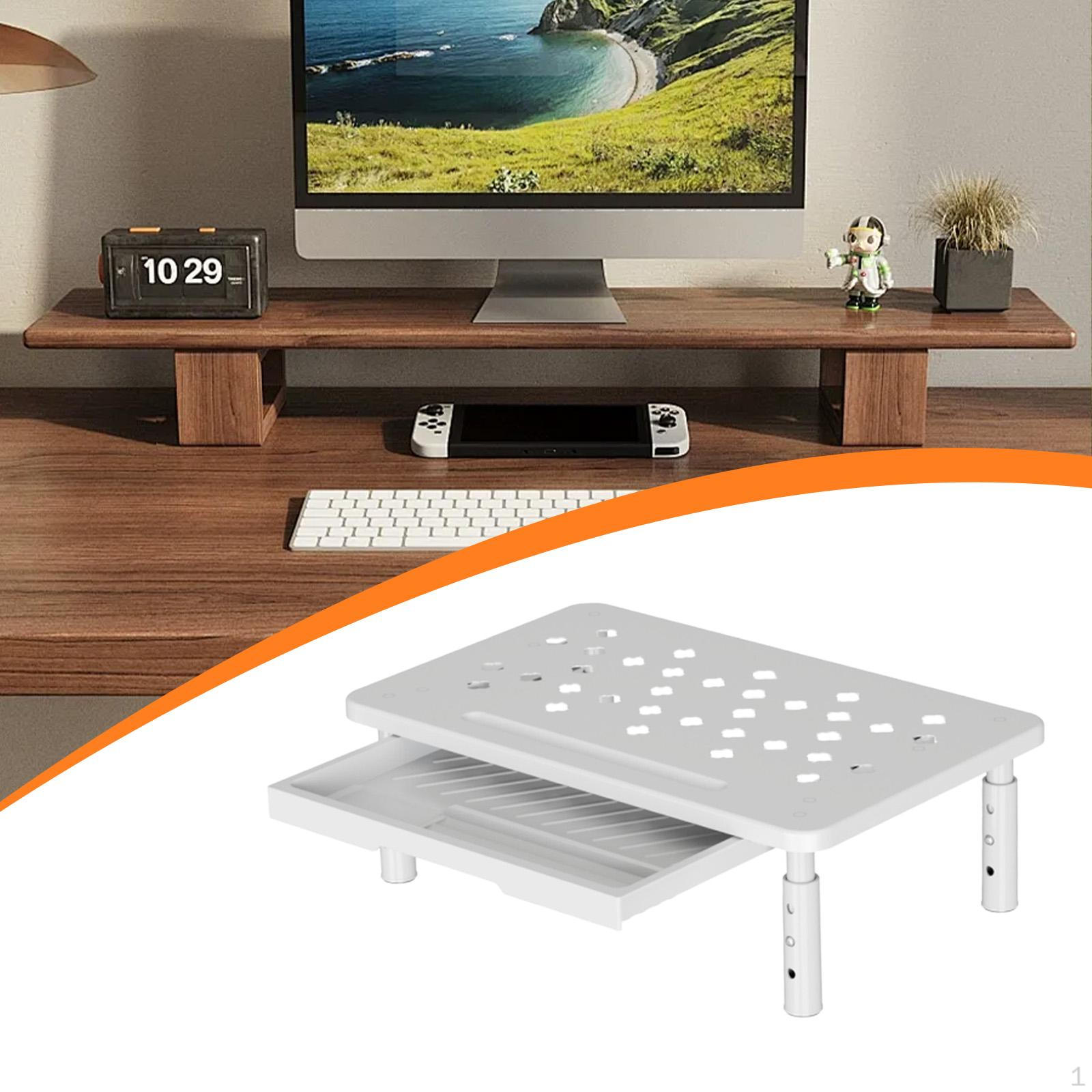 

Stand for Desk, Lightweight Riser with Storage Drawer, 3-Level Height Adjustable, Office, Home белый