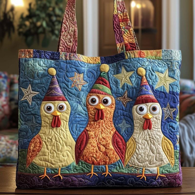 Chick Print Quilted Tote Bag Crossbody Medium Size Street Style Daily Use