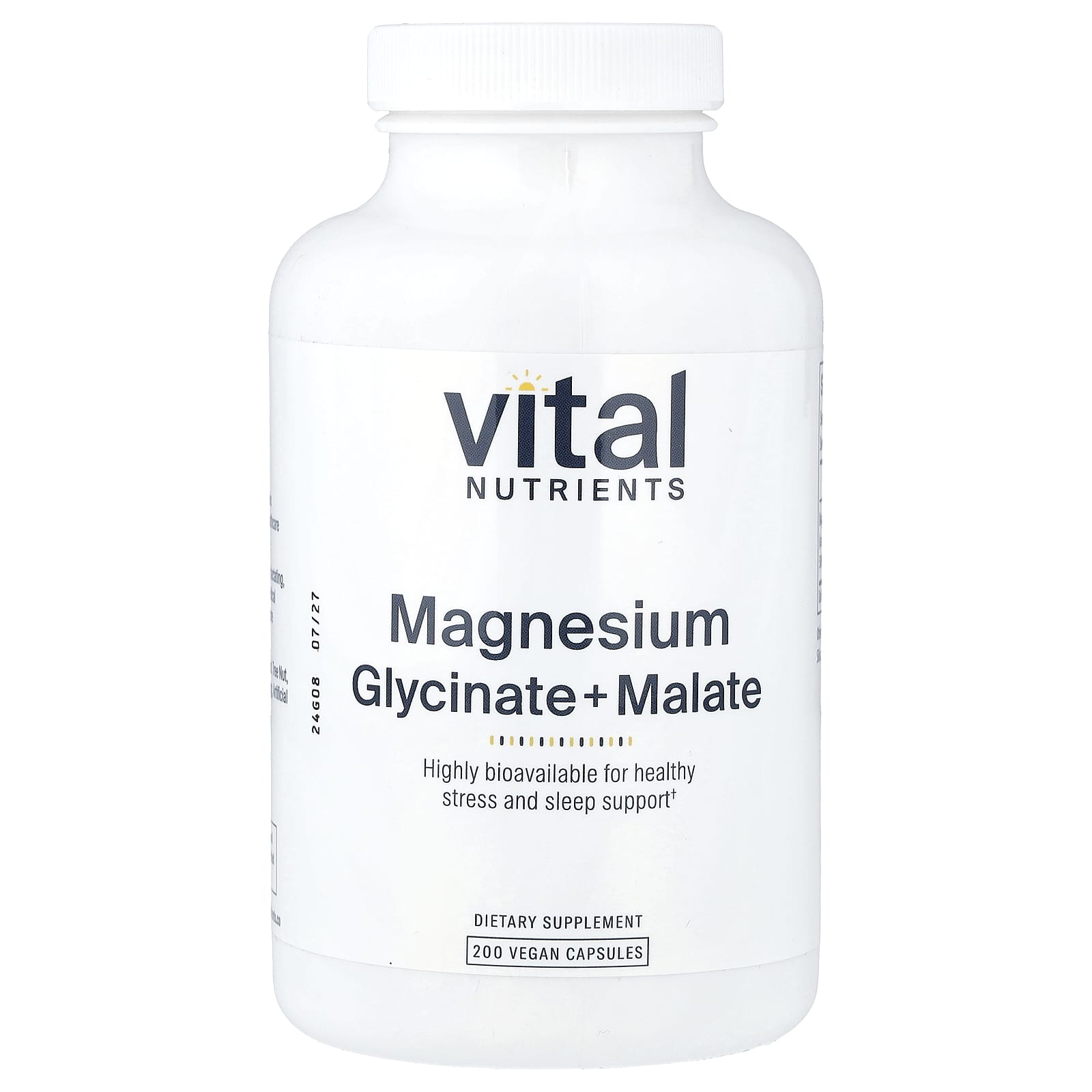 

Magnesium, Glycinate + Malate, 240Mg, 200 Veggie Caps (120Mg per Capsule)