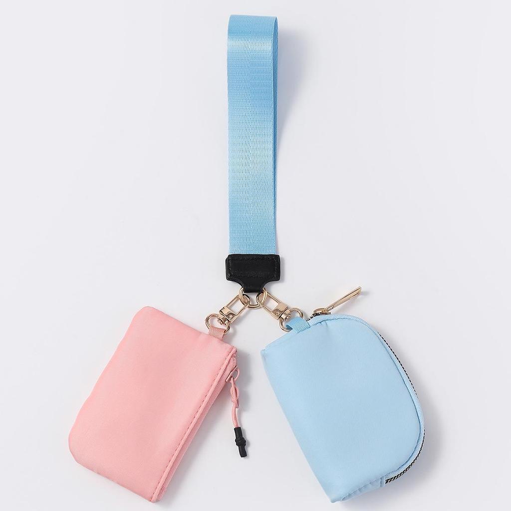 LULU Color Block Waterproof Nylon Coin Purse & Wristlet Key Bag