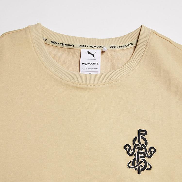 PUMA Embroidered Back Pattern Loose Round Neck Short Sleeve Dress Women Dress Khaki 532148-20