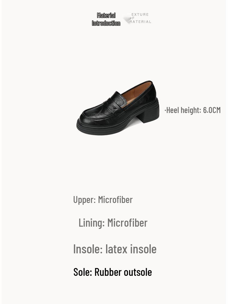 Weiwei Girl Vintage Slip-On Loafers: Chunky Heel, Thick-Soled, British-Style Women's Leather Shoes.