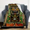 Tiki Mask Flannel Blanket Throw Blanket Soft Warm Sofa Bed Camping Car Home Decor Unique Christmas Gift C9301205