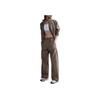 Nike Logo Elastic Waist Straight Leg Casual Pants Women Bottoms Brown FQ3589-233
