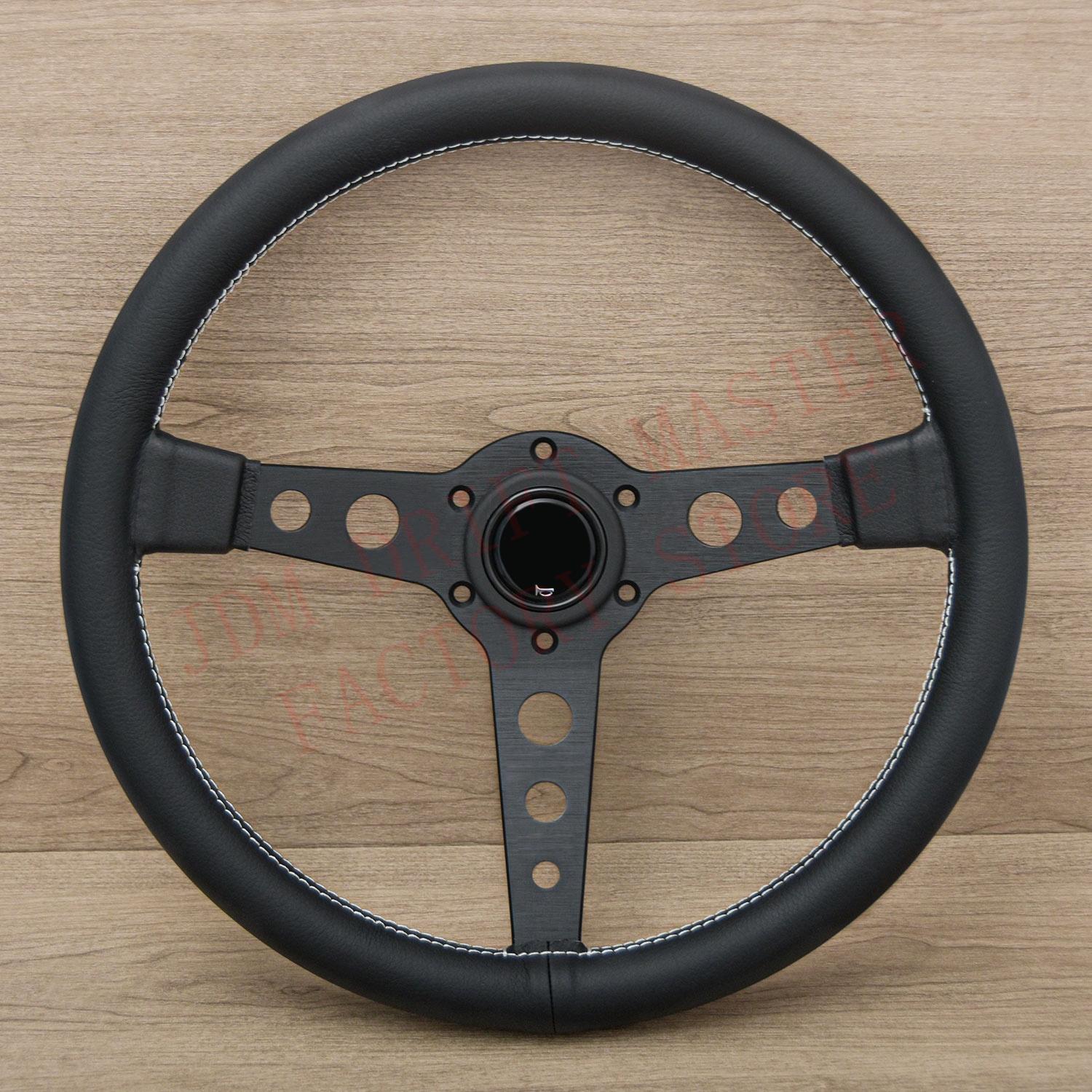 14Inch Universal Competitive PROTOTIPO Black Leather JDM Racing Steering Wheel Volantes for Game B