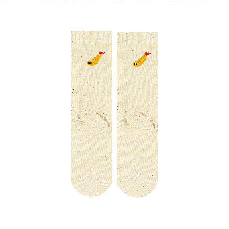 2 Pairs Autumn Vintage Women Cat Fish Printed Socks Cute Cartoon Middle Tube Soft Thermal Warm Crew Sock