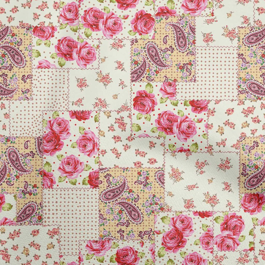 oneOone Cotton Flex Dark Rose Brown Fabric Florals Fabric For Sewing Printed Craft Fabric By The Yard 40 Inch