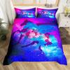 Cartoon Kawaii Unicorn Duvet Cover Set Girly Fantasy Star Moon Galaxy Bedding Set Twin King Microfiber Leaves Comforter Cover