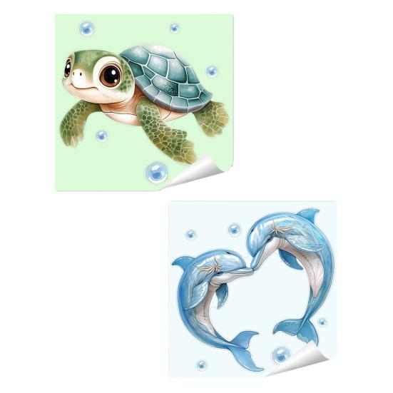 Yousheng Glow in The Dark Toilet Seat Sticker Sea Turtle Whale Bathroom Wall Decal under The Sea Ocean Sticker for Toilet Tank Lid