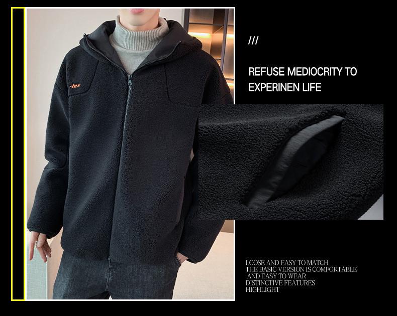 Men's New Lambswool Plush Cotton Jacket - Autumn/Winter Trendy Fleece Plus Velvet Padded Coat