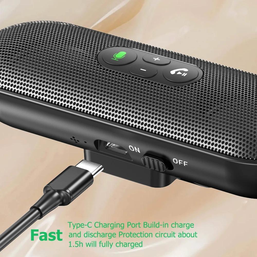 Bluetooth 5.4 Handsfree Car Kit Sun Visor Speaker Music Player 6W Speakerphone Wireless Music Receiver With Voice Assistant