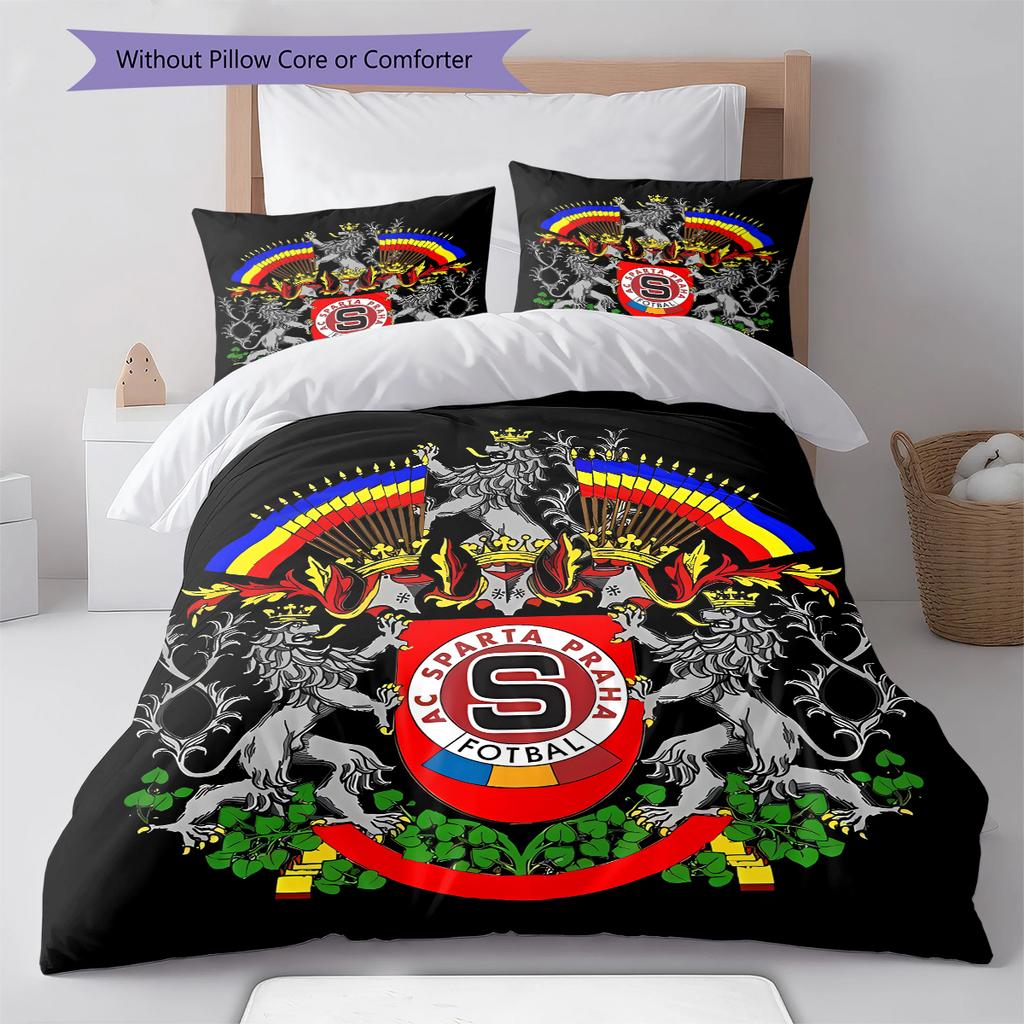 AC Sparta Praha Pattern Bedding,Quilt Set Quilt Cover Pillowcase Home Birthday Gift (1 * Duvet Cover + 2 * Pillowcase, Without Core)