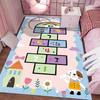 Kids Hopscotch Print Rug Colorful Animal Anti-slip Floor Mat for Playroom Bedroom Educational Game Carpet for Toddler Home Decor