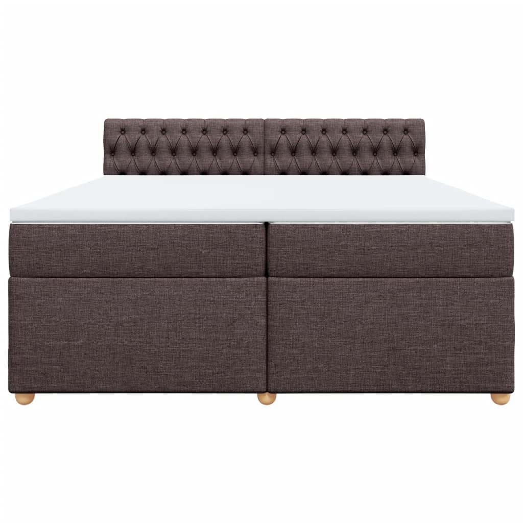 Box Spring Bed with Mattress Dark Brown 200x200 Cm Fabric