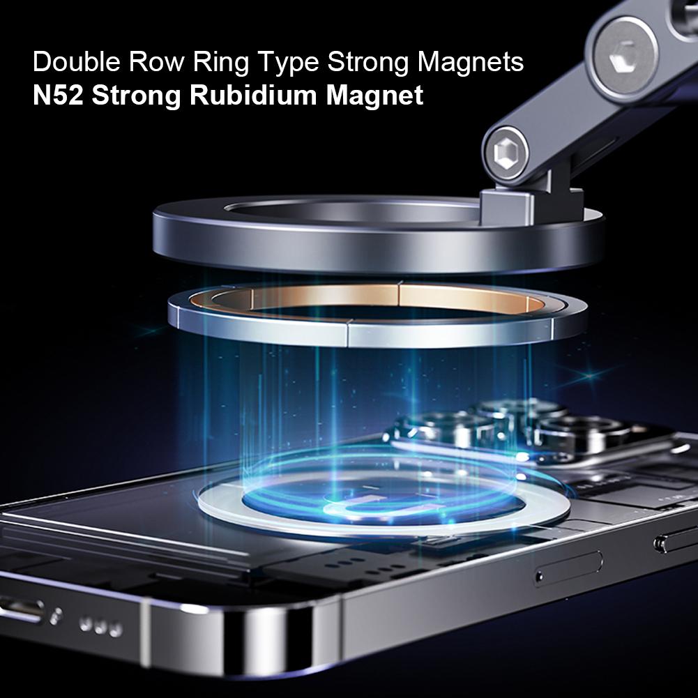 Magnetic Car Phone Holder 360° Rotating Foldable Car Mount Phone Holder Aluminum Alloy Vacuum Adsorption Car Bracket for Phone