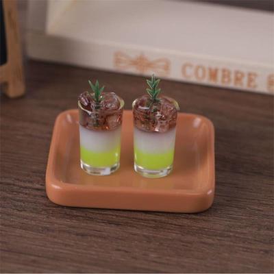 2 Pcs/Bag Miniature Toy Ice Drinks Micro Landscape Ornaments Dollhouse Toys Accessories Doll House Kitchen Decoration Kids Gifts