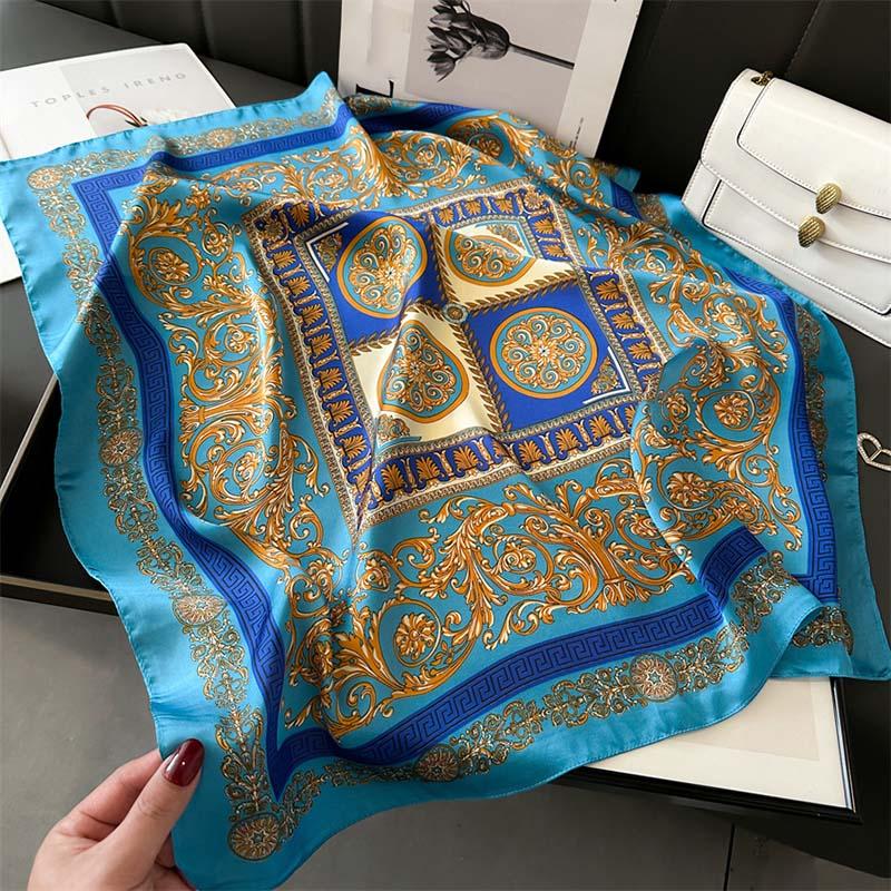 New Fashion 70x70cm Printed Women's Scarf Pashmina Silk Scarf Square Shawl Decorative Headband Neck Luxury Design Bandana