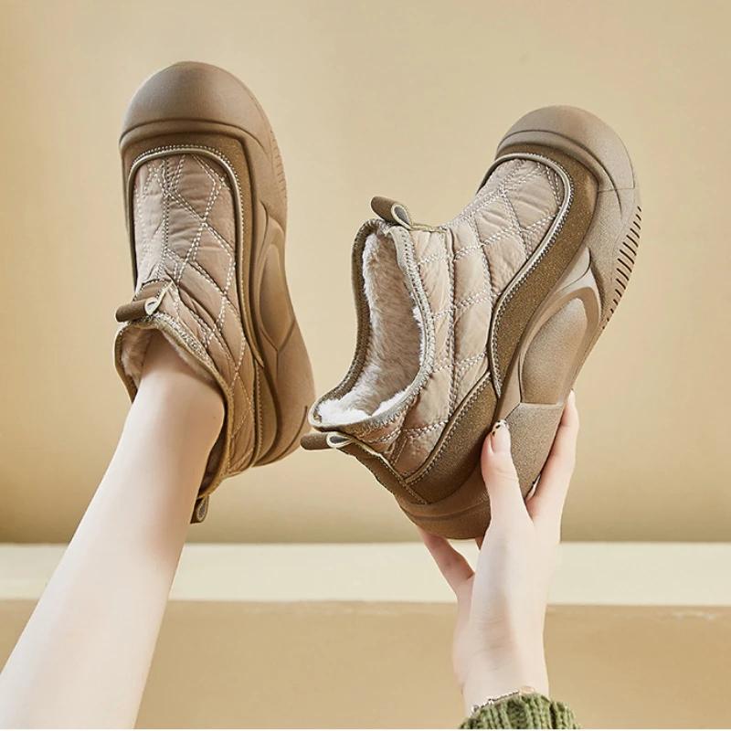 Fashion Winter New Snow Boots Ladies Warm Thick soled Shoes Comfortable velvet cotton boots Outdoor waterproof ladies shoes Mujer traf