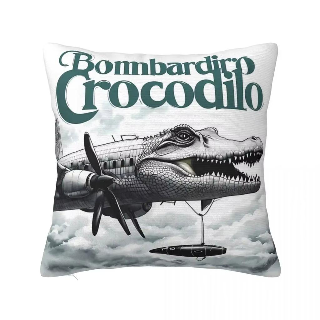 Italian Brain Rot Meme Pillow Cover Double Sided Tung Sahu Design Polyester Cushion for Sofa Bedroom Car Decoration
