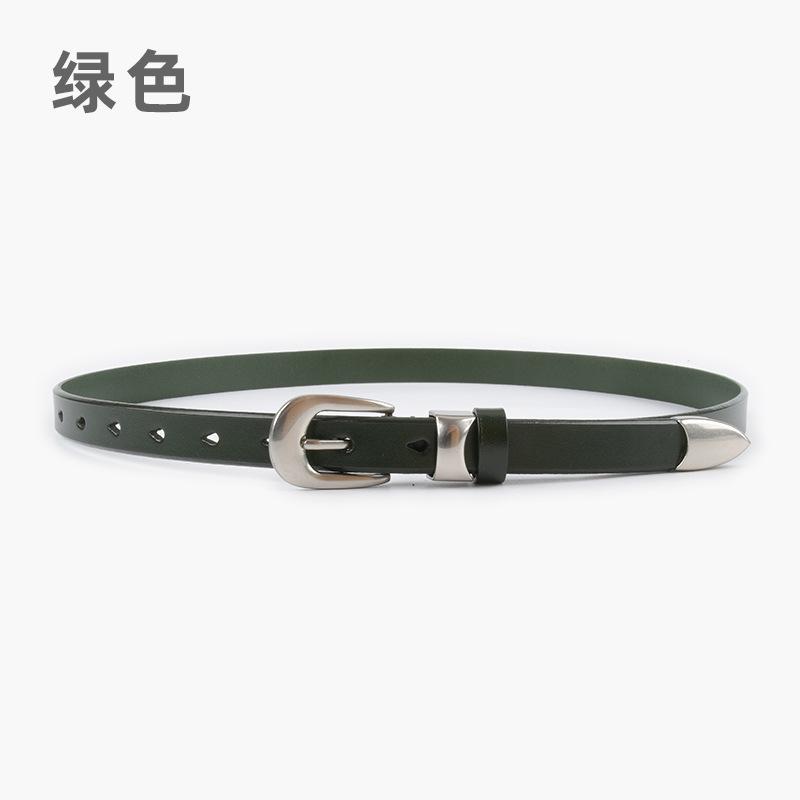 

Изящный женский кожаный ремень из коровьей кожи, панк, повседневные брюки, джинсы, женский ремень высокого класса 105cm зелёный