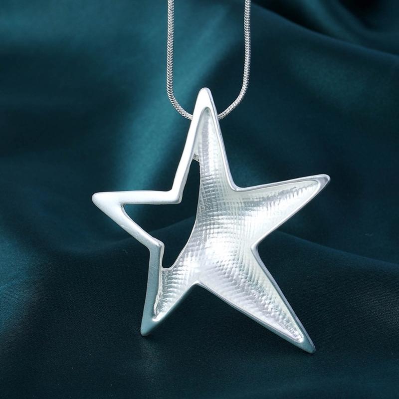 Y2K Hollow Five-pointed Star Pendant Necklace for Women Egirl Korean Fashion Punk Sweater Neck Chain Trend Jewelr