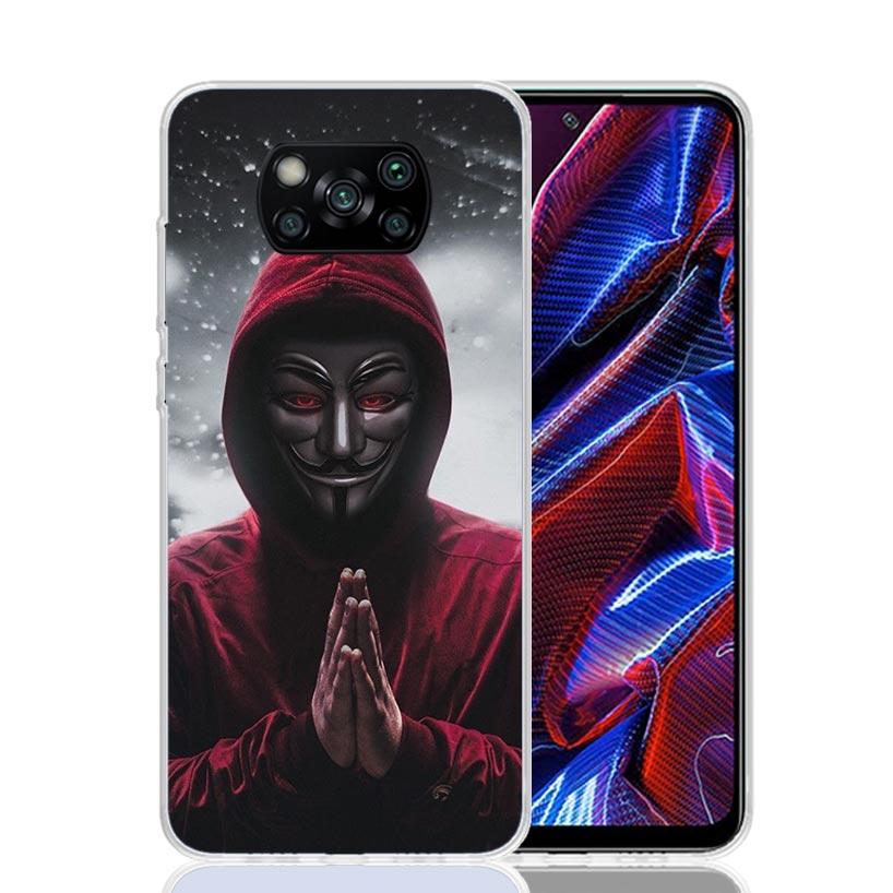 Anonymous V Mask Case Phone Cover for Xiaomi Redmi Note 10 9 9S 8 8T 7 5 Pro Mi 12T 11T 10T 9T 12 11 Lite A3 A2 Trend Fundas Mi