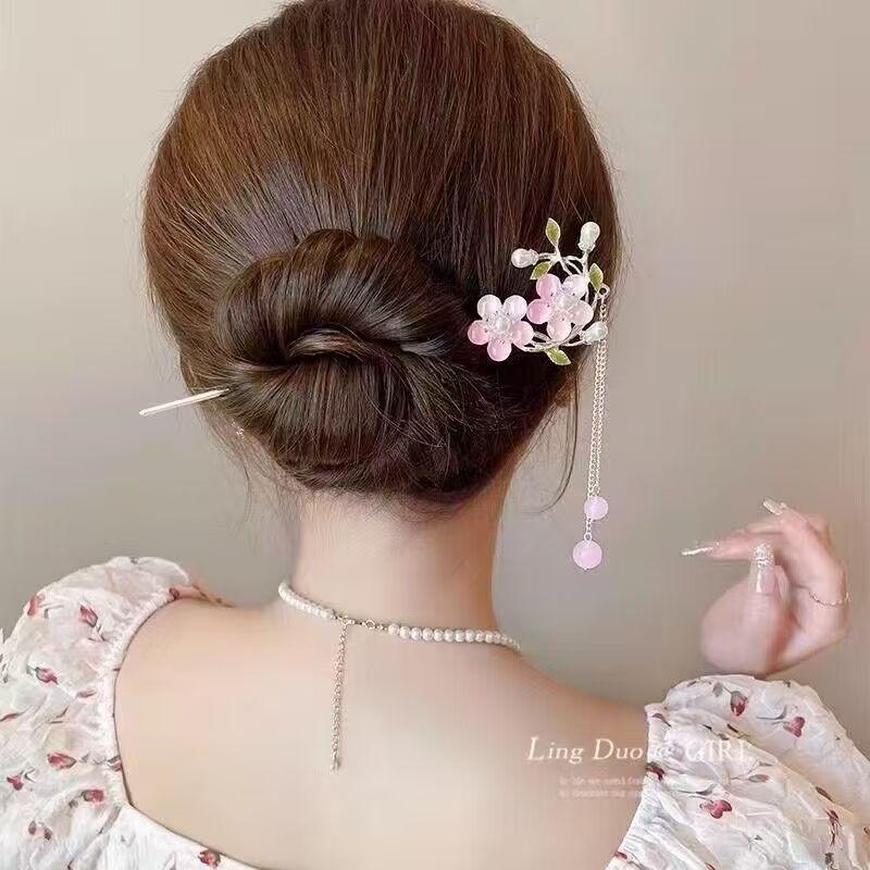 Cherry Blossom Tassel Hairpins: Elegant Hanfu Inspired Hair Accessories for Spring and Summer