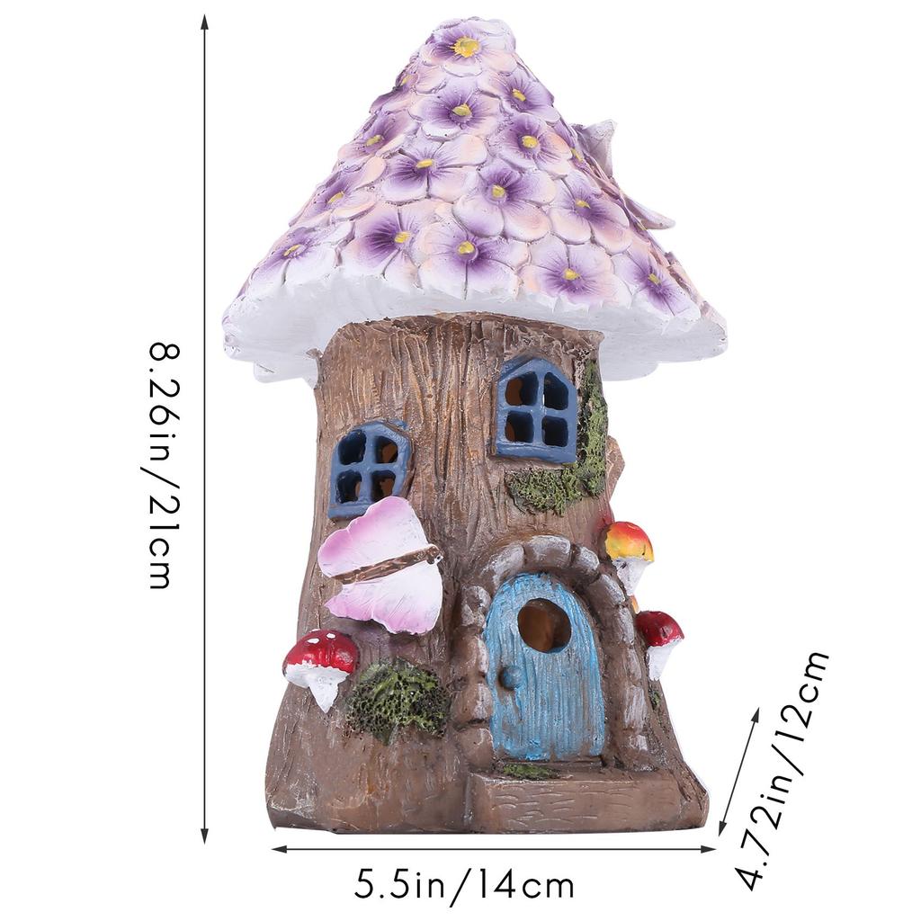 M-Modern-Feengartenhaus Solar-Gartenstatuen Skulptur Miniaturfigur Baumhaus Dekor Rasen Hof Ornamente Dekoration