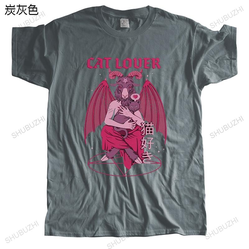 Funny Baphomet Cat Lover Evil T Shirt Unisex Cotton Tee Tops Lucifer Demon Goat Tshirt Short Sleeve Summer Tshirt Clothing
